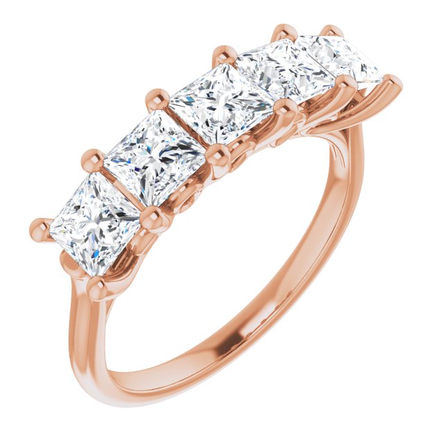 1.95 ct. Princess Cut Diamond Wedding Band 5 Stone Anniversary Ring-VIRABYANI